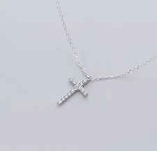 Collier Croix Argent Cristaux