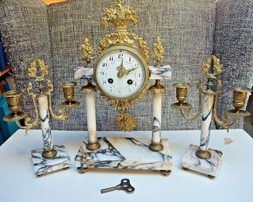 Pendule portique bronze - pendule,