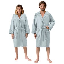 Peignoir de bain homme - Robe sortie de bain en microfibre avec capuche ceinture