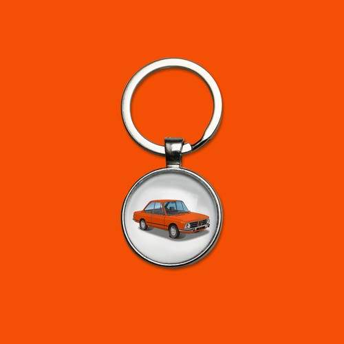 Porte clés bmw 2002 orange - porte-clés,
