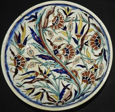 Plat ancien, céramique Turque (IZNIK?) 24.5 cm (Bon état)