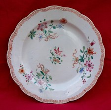 Chinese Famille Rose Porcelain Hand Painted Plate Flowers Qianlong 18th C