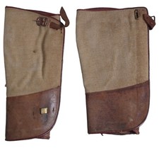 Paire de guêtres en toile et cuir officier français WW2 France 1940