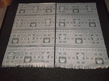 Rideaux passe tringles modulables blanc théières et tasses  X2  TBE