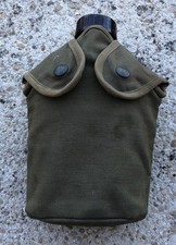 ARMEE FRANÇAISE GUERRE ALGERIE : GOURDE EN ALUMINIUM   housse 1 ER MODELE ,1957