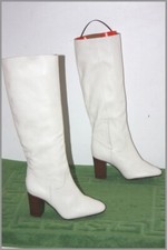 BOCAGE Bottes Genoux à Talons Tout Cuir Crème Modèle Fanchon T 37 QUASI NEUVES