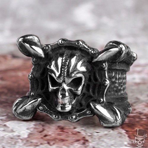Bague bouclier crâne sculpt - bague,