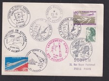Enveloppe Multi-Cachets Concorde Ariane Espace 1974-1984 Paris