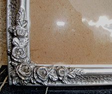 Cadre XIXème bois argenté+verre ancien 34 X 49 cm Feuil.30 X 45+verre ancien