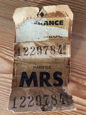Ancienne étiquette de bagage année 30/40 Air France early luggage tag -Marseille