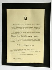 COULON Verdrel FAIRE PART Braquehais Chassepot Lefevre Lepere ROUEN 1894