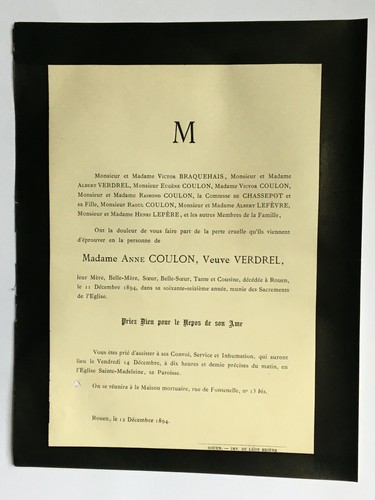 Coulon verdrel faire part - faire,