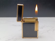 S.T. DUPONT L1 BR - Line 1 BR - Gas Lighter - Gold Plated & Black Lacquer - AG07