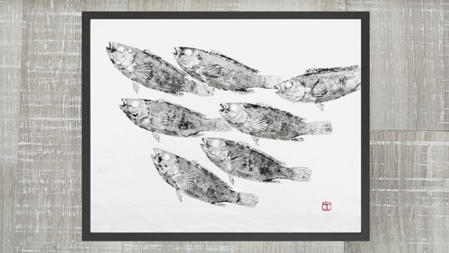 Estampe originale banc - estampe,