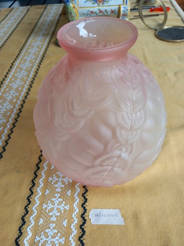 Ancien vase verre - en, rose