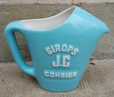 BUF1 - Pichet publicitaire SIROPS J.C  COMBIER faïence bleu Clair Bistrot Déco 
