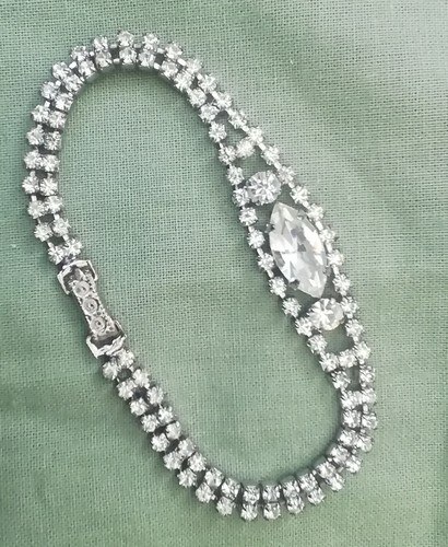 Bracelet vintage strass blancs - vintage,