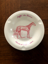 JOLI CENDRIER EN FAÏENCE DE GIEN " BUFFET DES COURSES " PIERRE ET JEAN COOREN