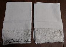 Paire de rideaux lin écru crochet et jours 49 X 76 cm