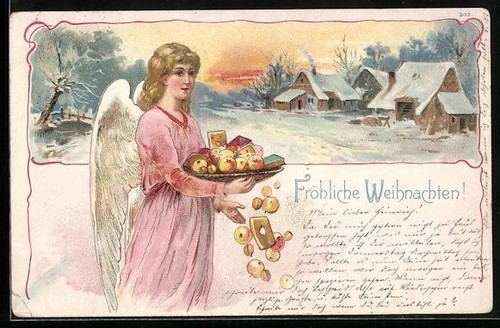 Lithographie ange noël - lithographie, de