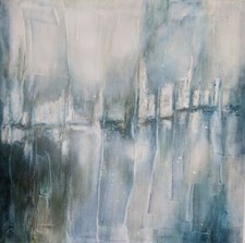 tableau peinture contemporaine moderne acrylique toile 40x40x3 urbain mer marine