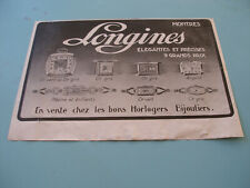 PUB PRESSE ANCIENNE MONTRES LONGINES OR PLATINE 
