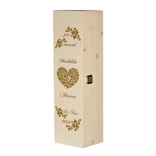 Boîte à Vin Boîte en Bois Incl. Gravure Motif Just Marié Avec Ivy