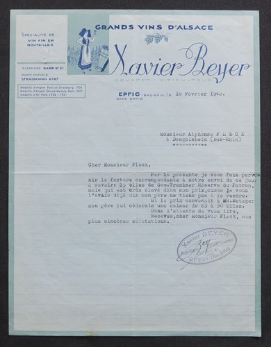 Facture epfig 1948 - 1948, xavier