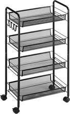4-Tier Trolley, Kitchen and Bathroom Cart with Baskets, Rolling Storage Cart, 45