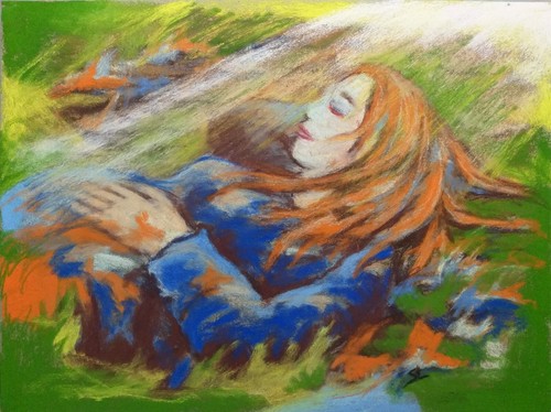 Femme enceinte allongée - femme,
