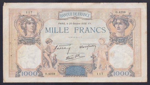Billet banque france 1000 - billet,