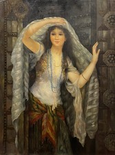 Tableau Peinture 20è XXè Orientaliste Portrait d' odalisque D'après Wontner rare