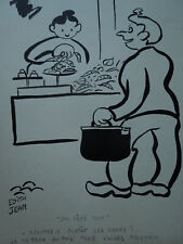 Dessin De Presse Ancien  Edith Jean.  Pesée. Balance   Rames. Bois