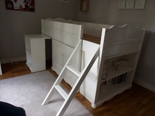 lit mezzanine combiné (bureau et rangements), blanc, 90 x190, état très correct