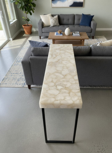 Table console agate blanche
