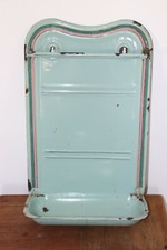 Ancien porte ustensiles tôle émaillée  Bleu rose vert 
