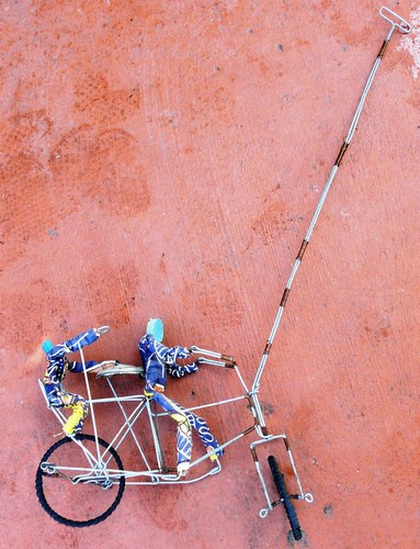 Bicycle folk art - folk, tandem