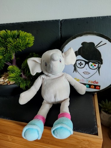 Doudou éléphant gris bleu