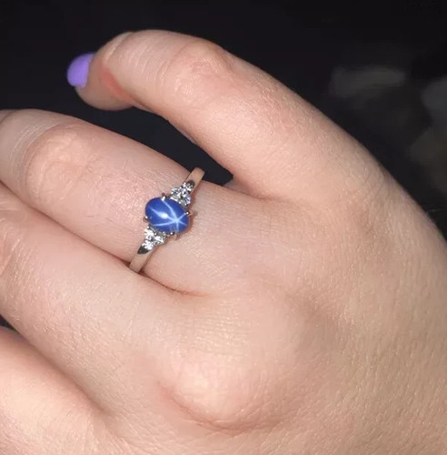 Bague saphir étoile - bleue, en