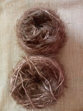 Lot 2 petites Pelotes Fantaisies aspect poilu Marron/Vert et Rose clair (200g)