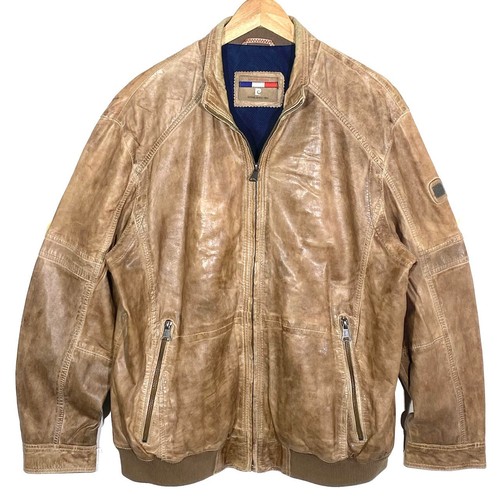 Blouson cuir marron patiné - en,