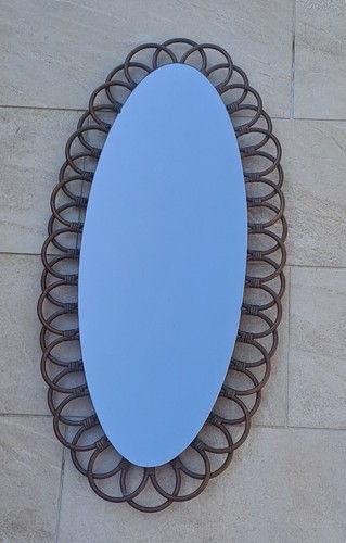 Miroir ovale rotin années - ovale,