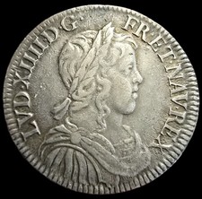 1/2 Écu Mèche Longue 1652 X Louis XIV