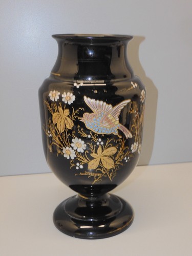Superbe vase opaline noire - -superbe,