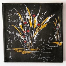  Tableau Coquelicot et Poésie -Peinture Anthracite et doré- Original,  signé 