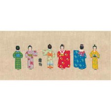 Kit de broderie Le Bonheur des Dames Petit Point "Kimonos", compté, 31x8.5cm