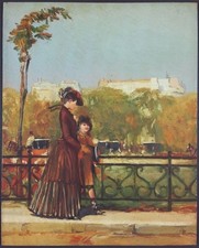 Ancien Tableau "Scène de Vie à Paris" Peinture Huile Oil Painting Impressionism