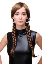 Perruque Pour Femme Cosplay Brun Châtain Tressé Écolière 3446-12