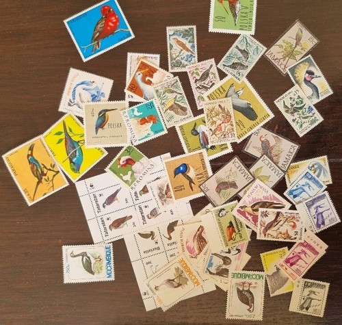 Oiseaux lot 50 timbres - oiseaux.,