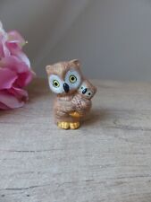 Bibelot Petite Statuette Hibou/ Chouette et son bébé Vintage